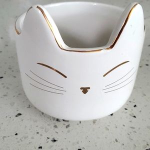White cat trinket dish